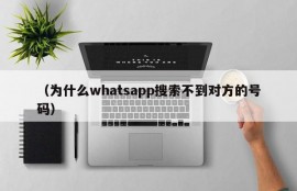 （为什么whatsapp搜索不到对方的号码）