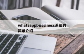 whatsappbussiness系统的简单介绍